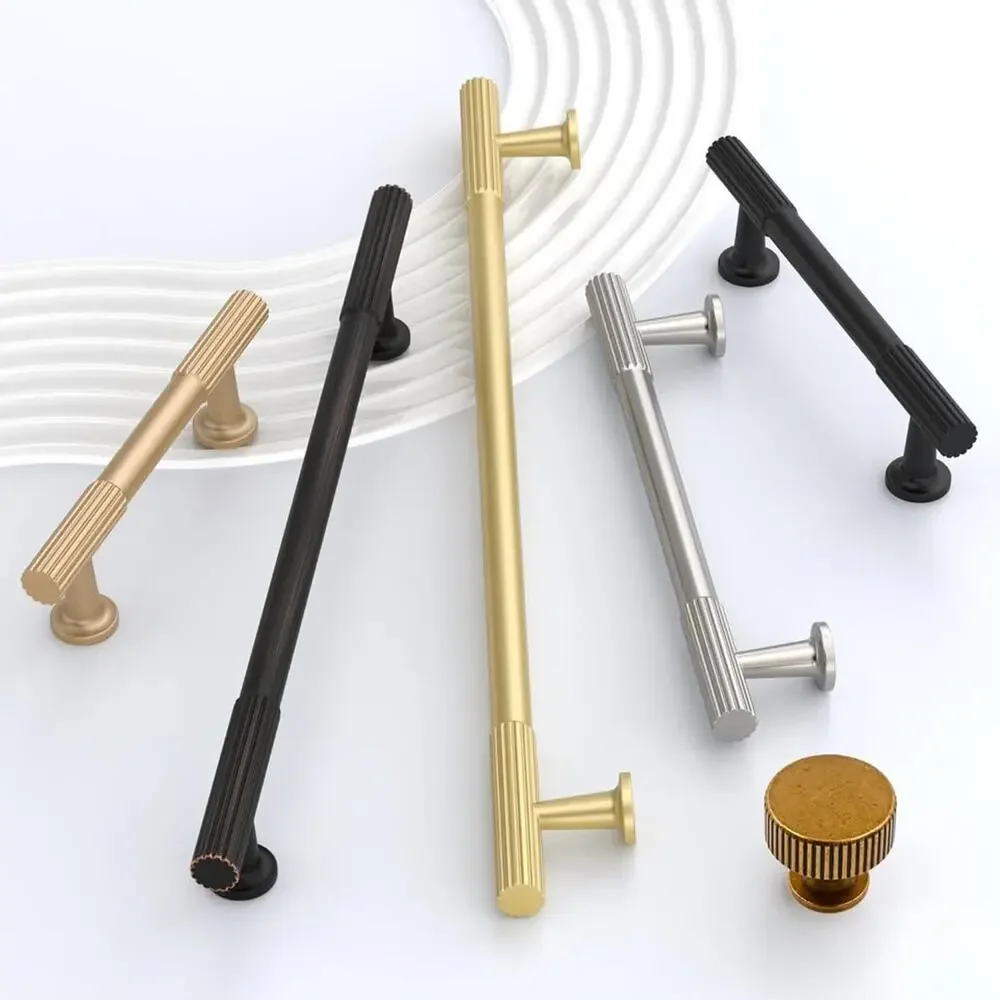 KNOKLOCK 10 Pack 5 Inch(128mm) Kitchen Cabinet Handles Brushed Gold Cabinet-GOLD